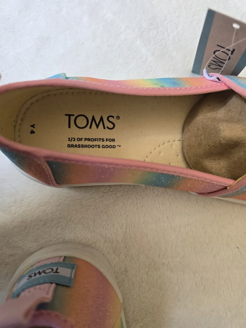 TOMS Kids' Rainbow Glitter Slip-On Shoes - Pink Multi